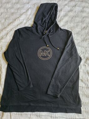 Michael Kors Black Hoodie with Gold Studded MK Emblem
